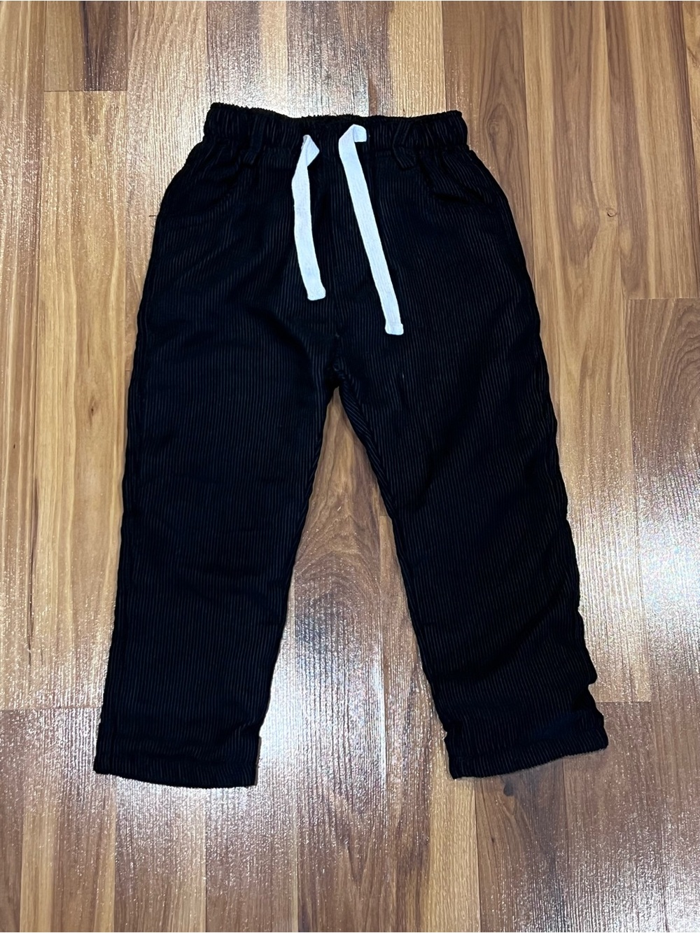 Little Bipsy Black corduroy Pants with White Drawstring